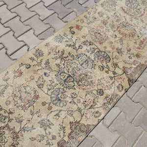 2 x 10 OUSHAK RUNNER RUG, 2 x 10 Vintage Pastell Läufer, 2 x 10 türkische Läufer Teppich, Flur beunruhigt Teppich, 2 x 10 Läufer Teppich, verblasst Teppich, 2&#39;4x10&#39;0 ft, 686-K