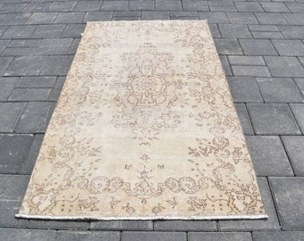 Vintage Turks wollen vloerkleed 4 x 6: handgemaakt Anatolisch Oushak-tapijt