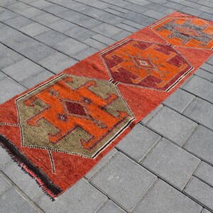 Vintage Turkish Wool Runner Rug: Colorful Kitchen Rug (2&#39;9x10&#39;4 ft)