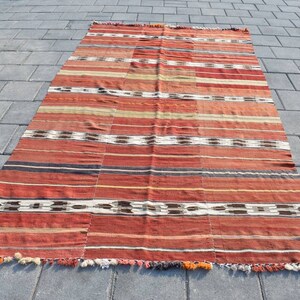 5x9 AREA KILIM RUG,5x9 Vintage Kilim Rug,5x9 Turkish Kilim Rug,5x9 Kilim Rug,Handmade Kilim,Antique Wool Rug,Oversize Rug,5&#39;4x9&#39;6 ft,791-K