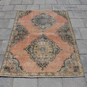 Tappeto turco vintage in lana 3x5: piccolo tappeto pastello