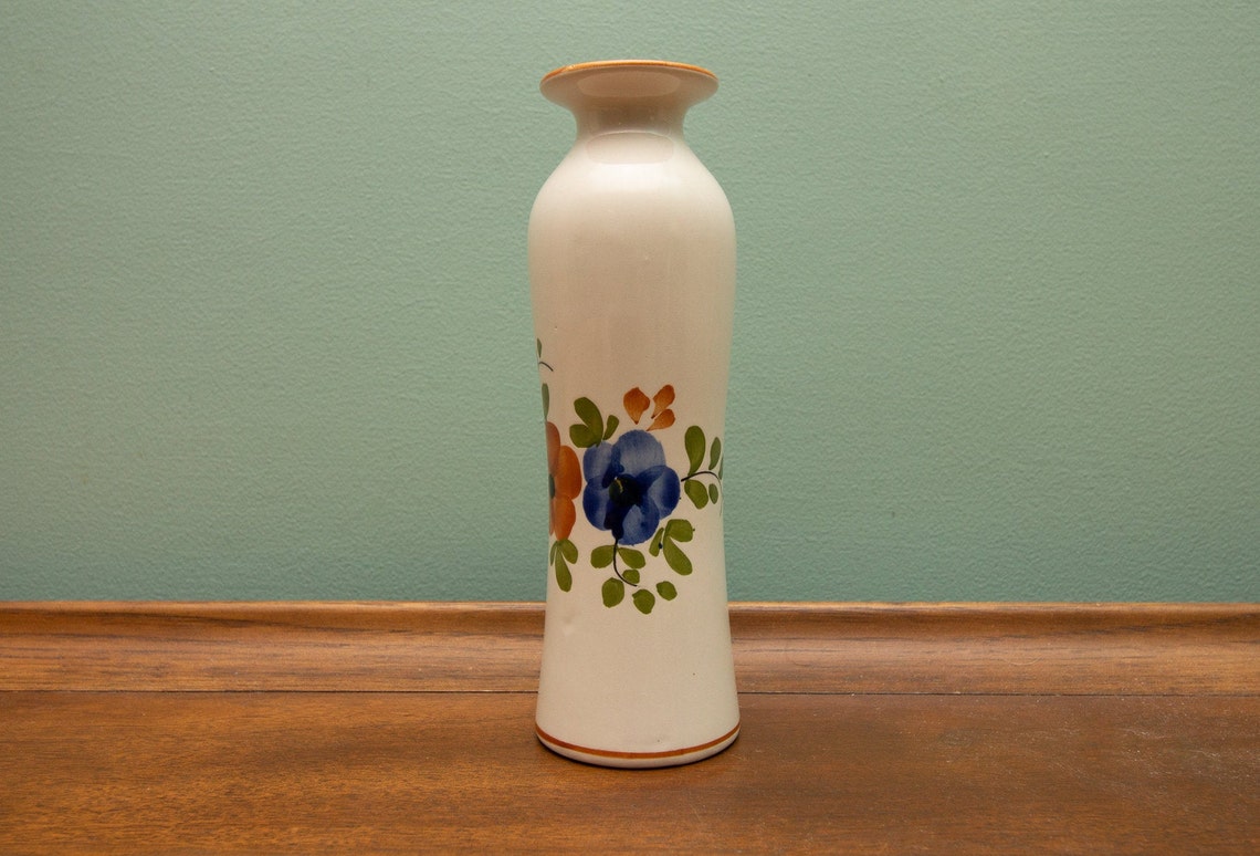 Vintage 1983 Ceramic Bud Vase With Floral Design 80s FTD Etsy