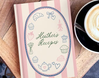 Personalized Recipe Book, Custom Cookbook, Blank Recipe Book, Recipe Journal, Doodles, Bridal Shower Gift