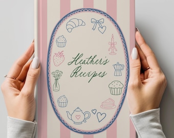 Personalized Recipe Book, Custom Cookbook, Blank Recipe Book, Recipe Journal, Doodles, Bridal Shower Gift