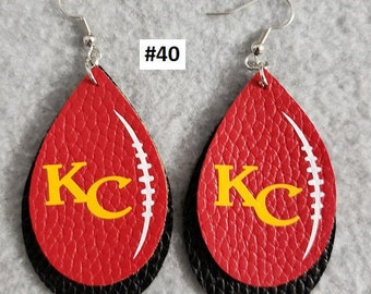 Chiefs Faux Leather Earrings