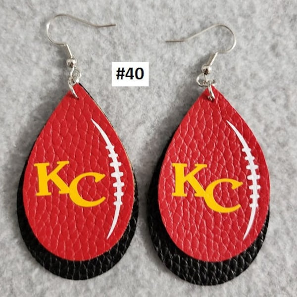 Chiefs Faux Leather Earrings