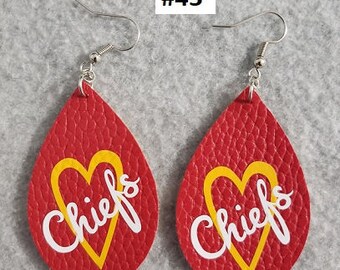 Chiefs Faux Leather Earrings