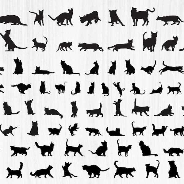 CATS BUNDLE SVG, Cats Svg, Cut Files for Cricut, Cats Clipart, Cat Silhouette Svg, Kitten Svg - Digital Download