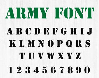 Stencil Font SVG, TTF - Alphabet and Numbers - Army Font - Fonts for Cricut & Silhouette - Digital Download