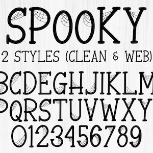 Spooky Halloween Web Font SVG, TTF - Spider Web Font, Letters and Numbers - 2 Styles - Scary Font, Silhouette, Cricut Font