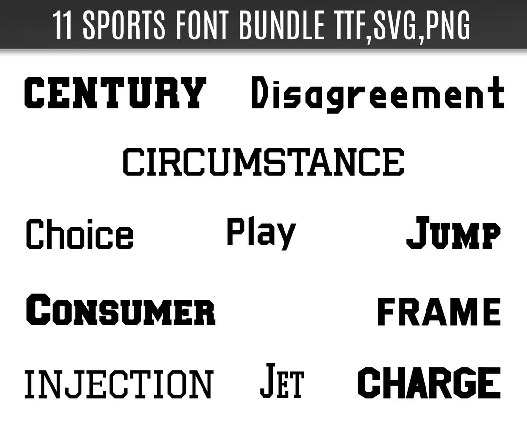 11 SPORTS Font Bundle SVG, Ttf, Png College Font, Block Font