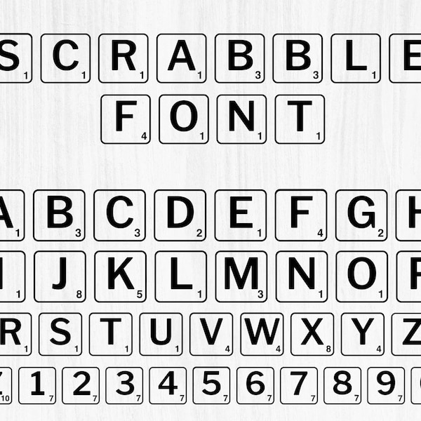 SCRABBLE Tiles Schriftart, SVG, PNG - Scrabble Kacheln für Cricut, Scrabble Buchstaben Svg, Scrabble Clipart
