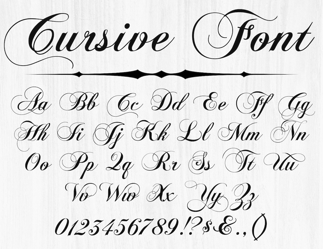 Cursive Font SVG, PNG, Ttf Cursive Letters, Wedding Font, Cursive Font ...