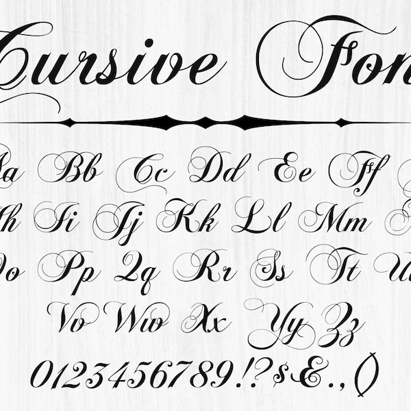 Cursive Font SVG, PNG, Ttf - Cursive Letters, Wedding Font, Cursive Font, Cursive Script, Calligraphy Font - Monogram Font - Digital Font