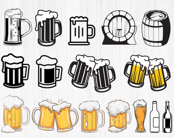 BEER MUG SVG Bundle, Alcohol Svg, Beer Clipart, Beer Keg Svg, Beer Bottle Svg, Beer Glass Svg, Alcohol Bottle svg - Digital Download