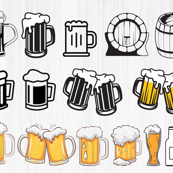 BEER MUG SVG Bundle, Alcohol Svg, Beer Clipart, Beer Keg Svg, Beer Bottle Svg, Beer Glass Svg, Alcohol Bottle svg - Digital Download