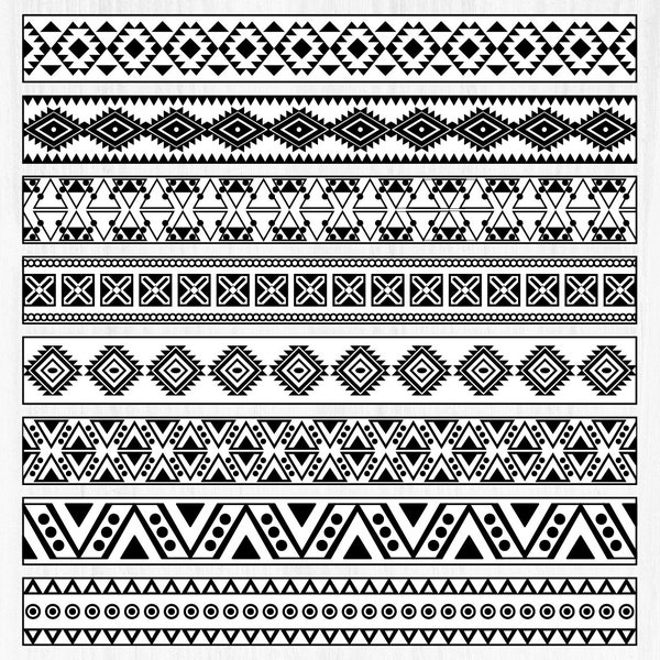 AZTEC PATTERN SVG, Tribal Border Svg, Geometric Pattern Svg, cut files for Cricut - Digital Download