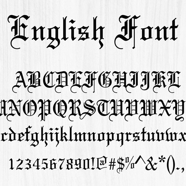 Old English Font TTF, Letters & Numbers, Font for Cricut TTF, Digital Download