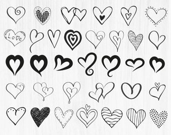 HEART SVG BUNDLE, Hand drawn, doodle heart svg, hearts svg, open heart svg, simple heart svg, love svg, Cricut