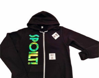 Black Cotton Fleece Sweatshirt TDK217 by TEYXO Funky Loose Hoodie Black Extravagant Hooded Sweatshirt