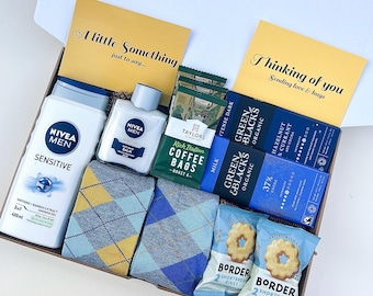 Luxury Spa Gift Box for Him - Artisan Coffee, Socks & Grooming Gift for Men Birthdays, Congratulations, Get Well Soon, Thank You, Nivea Mens