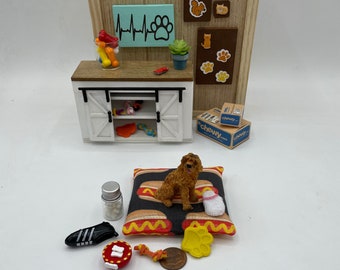 Cama para perros en miniatura ~ Muddy Paws mini colección para perros ~ Mini juguetes para perros ~ Mini tazón para perros ~ Mini zapatilla ~ Mini juguete masticable para zapatos ~ Mini golosinas para perros