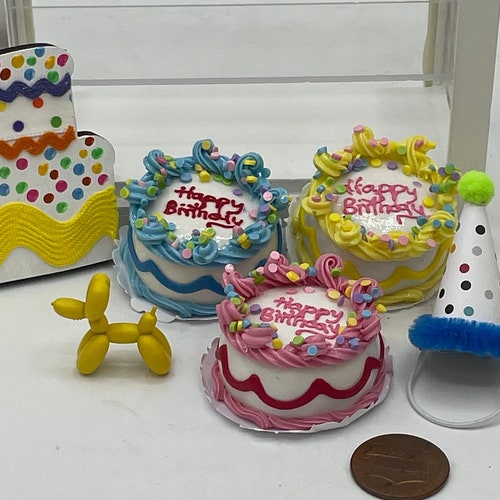 Miniature Birthday Cakes in 7 Colors Etsy