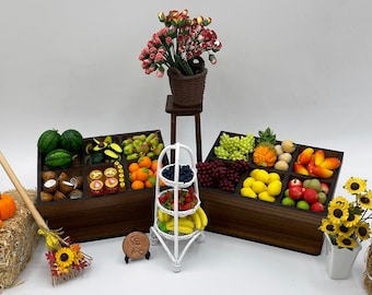 Miniature fruit stand~Mini fruit harvest~Mini flowers~Mini honey and jelly~Mini fall harvest