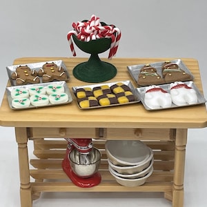 Miniature Holiday Cookie Baking~Mini decorated cookies on cookie sheets