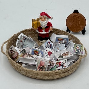 Miniature Christmas cards~Mini mid century tiny Christmas cards~6 cards
