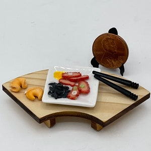 Miniature Chinese BBQ'd pork~Mini fortune cookies~Mini chop sticks