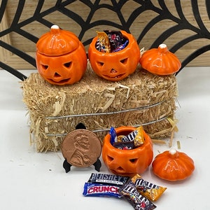 Miniaturkeramik Jack O Lantern ~ Mini-Halloween-Keramikglas ~ Mini-Schokoriegel