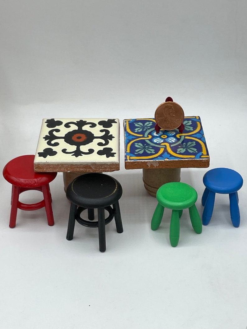 Miniature Cantina Tables and Snacks~painted Mexican Talavera Tile and ...