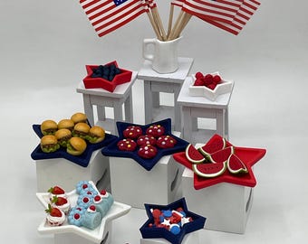 Miniature 4th of July Stars~Red White and Blue Bowls and Trays