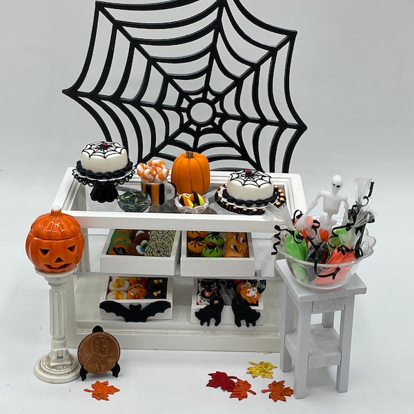 Miniature Halloween Sweet Shop~Mini cupcakes-cookies-candies-cake~Mini cotton candy