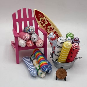 Miniatur-Strandtücher ~ Mini-Rolltücher in 17 verschiedenen Mustern ~ Auch ungerollt erhältlich