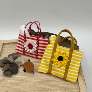Miniature beach bag~Mini summer flowers bags~Mini daisy bag~Mini sunflower beach bag~Mini sunshine beach bags~Mini beach towel is included