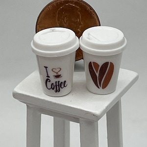Miniature Take Out Cups~Mini I Love Coffee cups