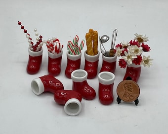 Miniature ceramic Santa boot~Mini vase~Mini candy bowl~Mini decoration display~Mini you choose