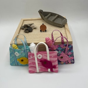 Miniature beach bags~Mini Bubble fish bags~Bags in 3 colors~Mini beach towel included