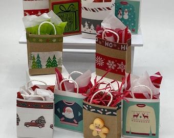 Miniature Christmas gift bag close out