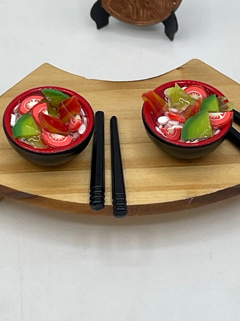 Miniature Rice Bowl Counter~mini Rice Bowls With Chopsticks~four Different Flavors - Etsy