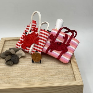 Miniature Crabby Beach Bags~Mini beach bag with beach towel