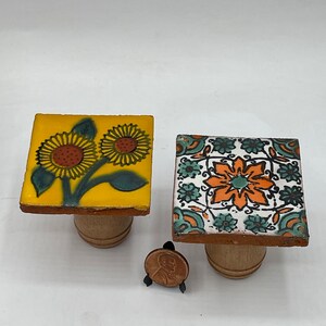 Miniature Cantina Tables and Snacks~painted Mexican Talavera Tile and ...