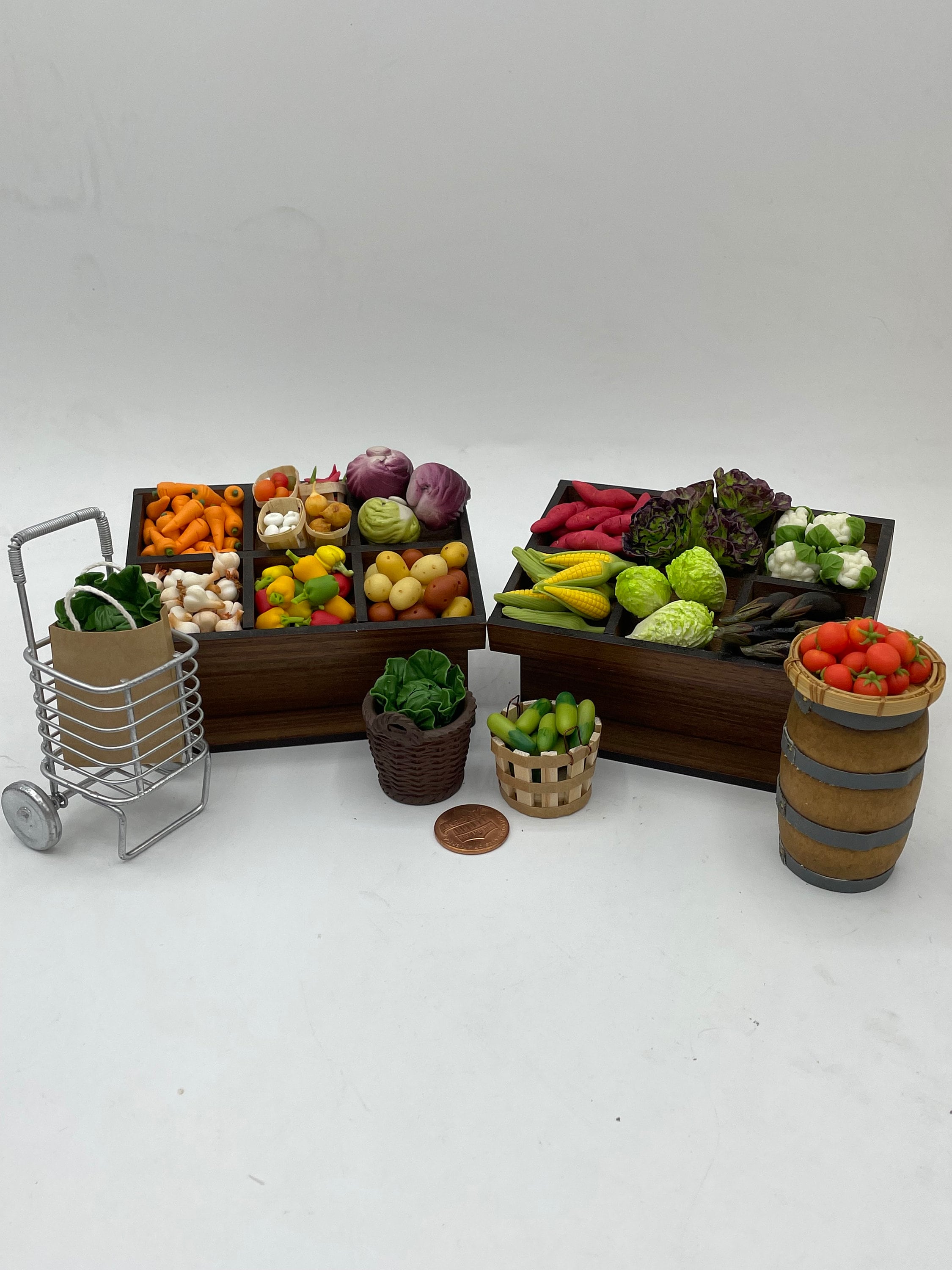 Miniature produce stand~Mini farmer's market~Mini vegetables