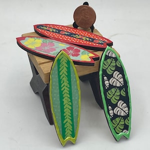 Miniature surfboard trays~Mini trays in 4 different surfboards~Mini surfboards are embellished with Washi tape and liquid pearls
