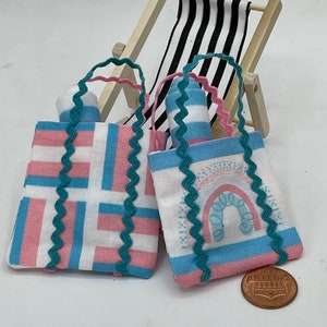 Miniature beach bags~Mini Trans beach bag~Mini beach towel included
