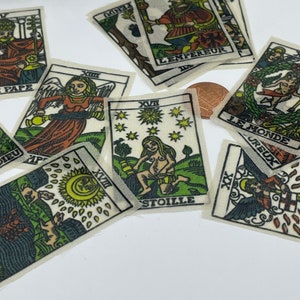 Miniature Witches Altar Cloth~Sheer fabric of randomly picked Tarot Cards