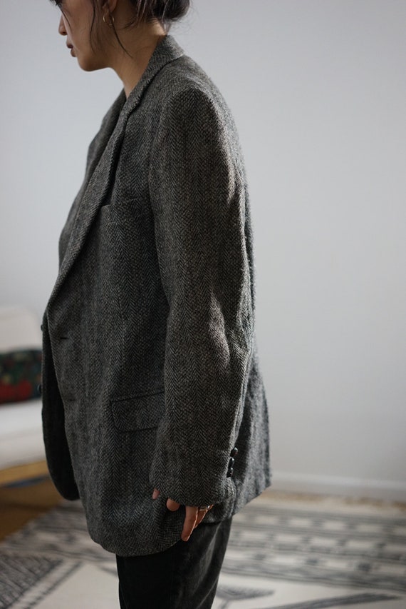 Classic Harris tweed grey wool blazer - image 4