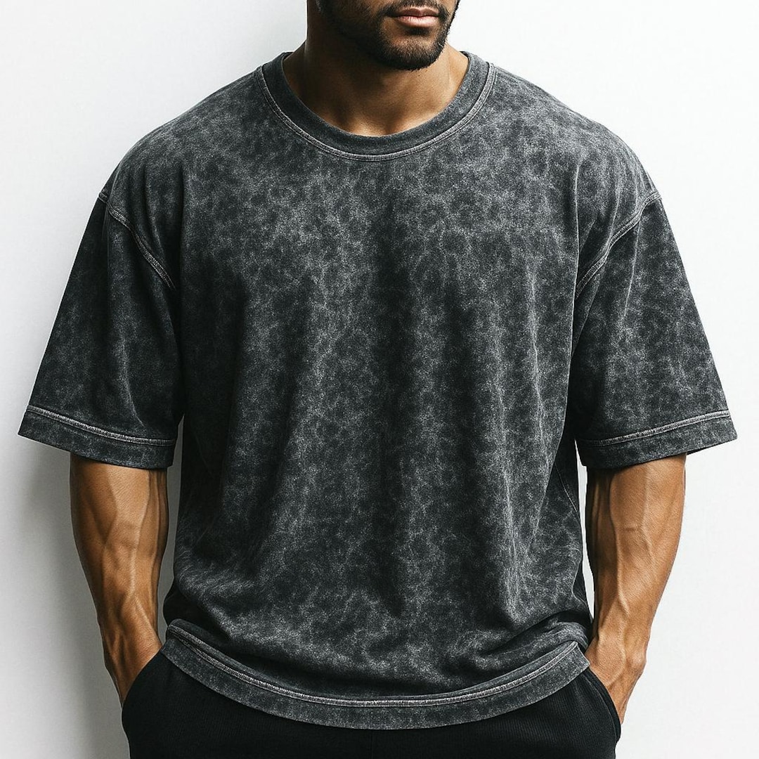 Gym Rag Top Oversized Gym Rag Top – Loopback Cotton 240g – Marble Effect T-shirt ...